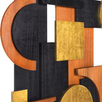 Amber Embraces II Hand Made & Hand Finished Dimensional Solid Paulownia Wood Abstracts Wall Art