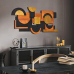 Amber Embraces II Hand Made & Hand Finished Dimensional Solid Paulownia Wood Abstracts Wall Art