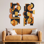 "Amber Embraces I & II" Hand Made & Hand Finished Dimensional Solid Wood Abstracts
