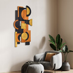 Amber Embraces II Hand Made & Hand Finished Dimensional Solid Paulownia Wood Abstracts Wall Art