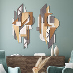 "Moonlit Mist I & II" Hand Made & Hand Finished Dimensional Solid Wood Abstracts