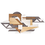 "Moonlit Mist I" Hand Made & Hand Finished Dimensional Solid Paulownia Wood Abstracts Wall Art