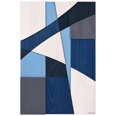 Whispers of Blues II Hand Made & Hand Finished Solid Paulownia Wood Abstracts Wall Art