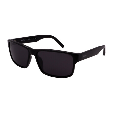 Men's // Ferragamo SF960S 001 Square Sunglasses // Black + Black