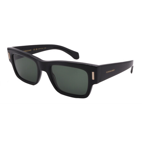 Men's // Ferragamo SF2011S 001 Square Sunglasses // Black + Green