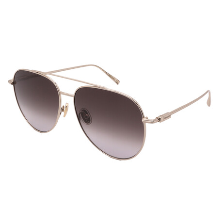 Unisex // Ferragamo SF308S 703 Aviator Sunglasses // Gold + Brown Gradient