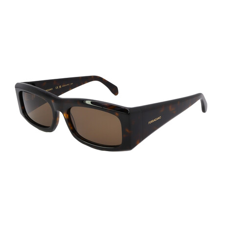Men's // Ferragamo SF2012S 242 Square Sunglasses // Dark Tortoise + Brown