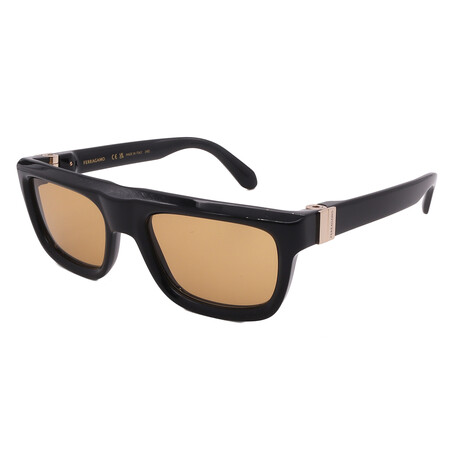 Men's // Ferragamo SF2009S 011 Square Sunglasses // Black + Brown
