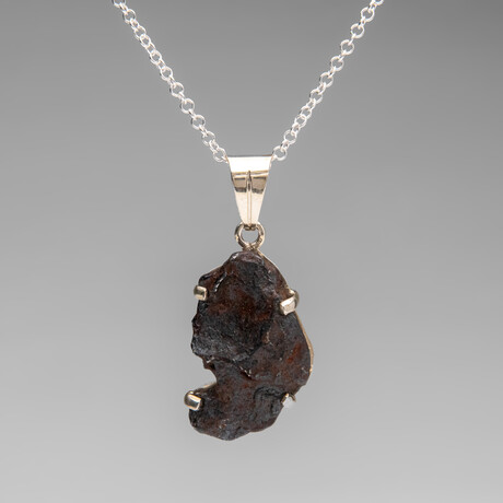 Genuine Meteorite Nugget pendant  with 18" Sterling Silver Chain // 14.5