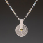 Muonionalusta Meteorite and Libyan Glass Pendant with 18" Sterling Silver Chain // 7.8 g