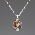 Sericho Pallasite Meteorite Square Pendant with 18" Sterling Silver Chain // 5 g