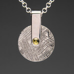 Muonionalusta Meteorite and Libyan Glass Pendant with 18" Sterling Silver Chain // 7.8 g