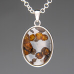 Sericho Pallasite Meteorite Square Pendant with 18" Sterling Silver Chain // 5 g
