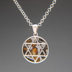 Sericho Pallasite Meteorite Square Pendant with 18" Sterling Silver Chain // 5.7 g