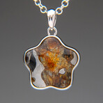 Sericho Pallasite Meteorite Square Pendant with 18" Sterling Silver Chain // 4.9 g