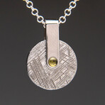 Muonionalusta Meteorite and Libyan Glass Pendant with 18" Sterling Silver Chain // 7.8 g