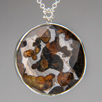 Sericho Pallasite Meteorite Square Pendant with 18" Sterling Silver Chain // 29.7 g