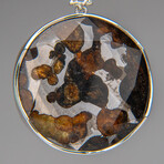Sericho Pallasite Meteorite Square Pendant with 18" Sterling Silver Chain // 29.7 g