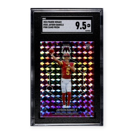 Jayden Daniels // 2024 Panini Mosaic Pink Camo Prizm // RC // SGC 9.5 Mint+