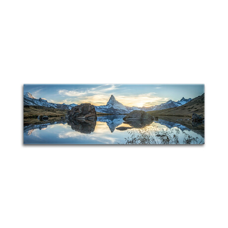 Scenic View Of The Matterhorn And Stellisee In The Swiss Alps Print on Acrylic Glass by Jan Becke (36"H x 12"W x 0.25"D)
