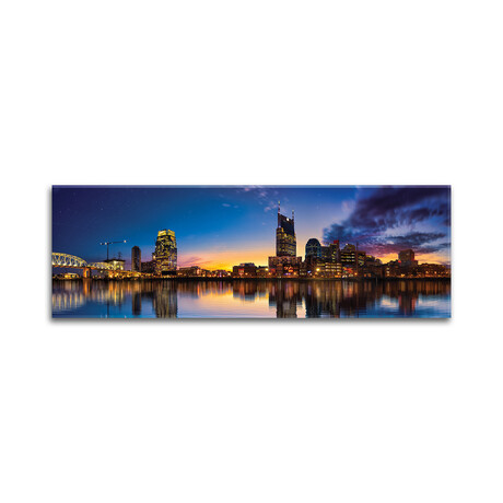 Night Is Falling On Nashville Print on Acrylic Glass by Jonathan Ross Photography (36"H x 12"W x 0.25"D)