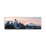 Seattle Skyline And Mt Rainier Print on Acrylic Glass  by  Matteo Colombo (36"H x 12"W x 0.25"D)
