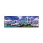 Miami Downtown Panoramic Skyline Aerial Print on Acrylic Glass  by  Susanne Kremer (36"H x 12"W x 0.25"D)