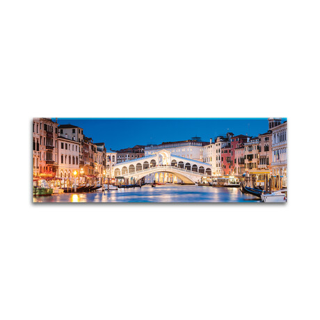 Rialto Bridge At Night, Venice Print on Acrylic Glass  by  Matteo Colombo (36"H x 12"W x 0.25"D)
