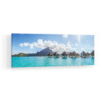 Panoramic Of Bungalows In Bora Bora Print on Acrylic Glass  by  Matteo Colombo (36"H x 12"W x 0.25"D)