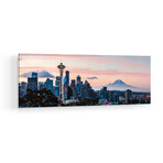 Seattle Skyline And Mt Rainier Print on Acrylic Glass  by  Matteo Colombo (36"H x 12"W x 0.25"D)