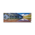 Fall Season At Maroon Bells Panoramic Image Print on Acrylic Glass  by  OLena Art (36"H x 12"W x 0.25"D)