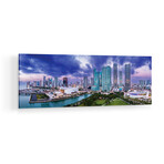 Miami Downtown Panoramic Skyline Aerial Print on Acrylic Glass  by  Susanne Kremer (36"H x 12"W x 0.25"D)