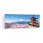 Chureito Pagoda And Mount Fuji During Cherry Blossom Season Print on Acrylic Glass  by  Jan Becke (36"H x 12"W x 0.25"D)