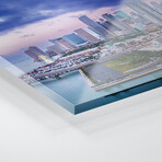 Miami Downtown Panoramic Skyline Aerial Print on Acrylic Glass  by  Susanne Kremer (36"H x 12"W x 0.25"D)