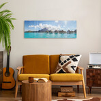 Panoramic Of Bungalows In Bora Bora Print on Acrylic Glass  by  Matteo Colombo (36"H x 12"W x 0.25"D)