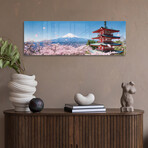 Chureito Pagoda And Mount Fuji During Cherry Blossom Season Print on Acrylic Glass  by  Jan Becke (36"H x 12"W x 0.25"D)