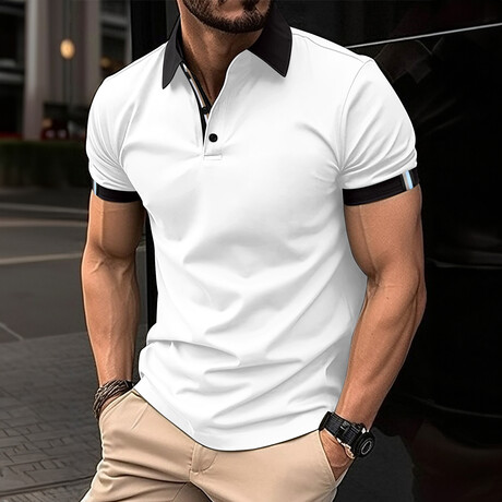 Contrast Collar Short Sleeve Polo // White (XS)