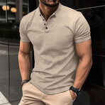 Short Sleeve Henley Shirt // Khaki (XL)