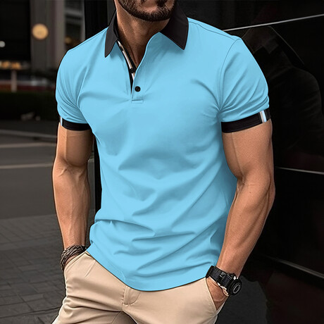 Contrast Collar Short Sleeve Polo // Blue (XS)