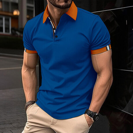 Contrast Collar Short Sleeve Polo // Dark Blue (XS)