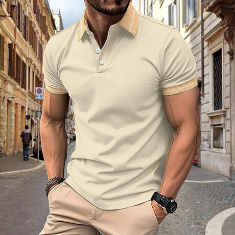 Tipped Short Sleeve Polo // Khaki (XS)