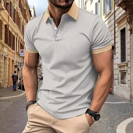 Tipped Short Sleeve Polo // Gray (XS)