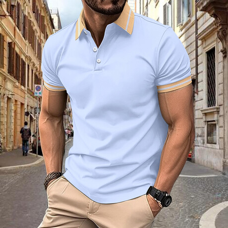 Tipped Short Sleeve Polo // Light Blue (XS)