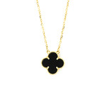 Van Cleef & Arpels // 18k Yellow Gold Vintage Alhambra Onyx Pendant Necklace // 14.56"-16.14" // Store Display