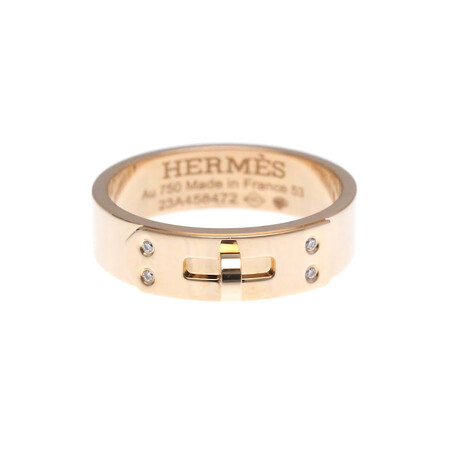 Hermes // 18k Rose Gold Kelly PM Diamond Ring // Ring Size: 6.25 // Store Display