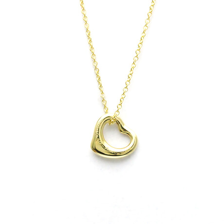Tiffany & Co. // 18k Yellow Gold Open Heart Pendant Necklace // 15.74" // Store Display