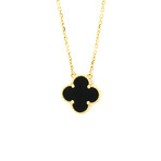 Van Cleef & Arpels // 18k Yellow Gold Vintage Alhambra Onyx Pendant Necklace // 14.56"-16.14" // Store Display