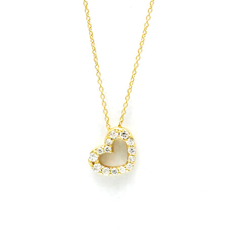 Ponte Vecchio // 18k Yellow Gold Heart Diamond Pendant Neckalce // 14.17"-15.74" // Store Display