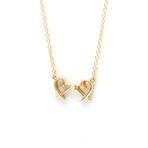 Tiffany & Co. // 18k Yellow Gold Double Loving Heart Diamond Pendant Necklace // 15.94" // Store Display