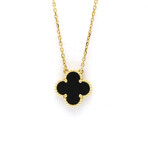 Van Cleef & Arpels // 18k Yellow Gold Vintage Alhambra Onyx Pendant Necklace // 14.76"-16.33" // Store Display